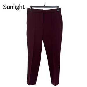 Ann Taylor Fac Womens Petite Burgundy Stretch Dress Pants Size 8P Slash Pockets